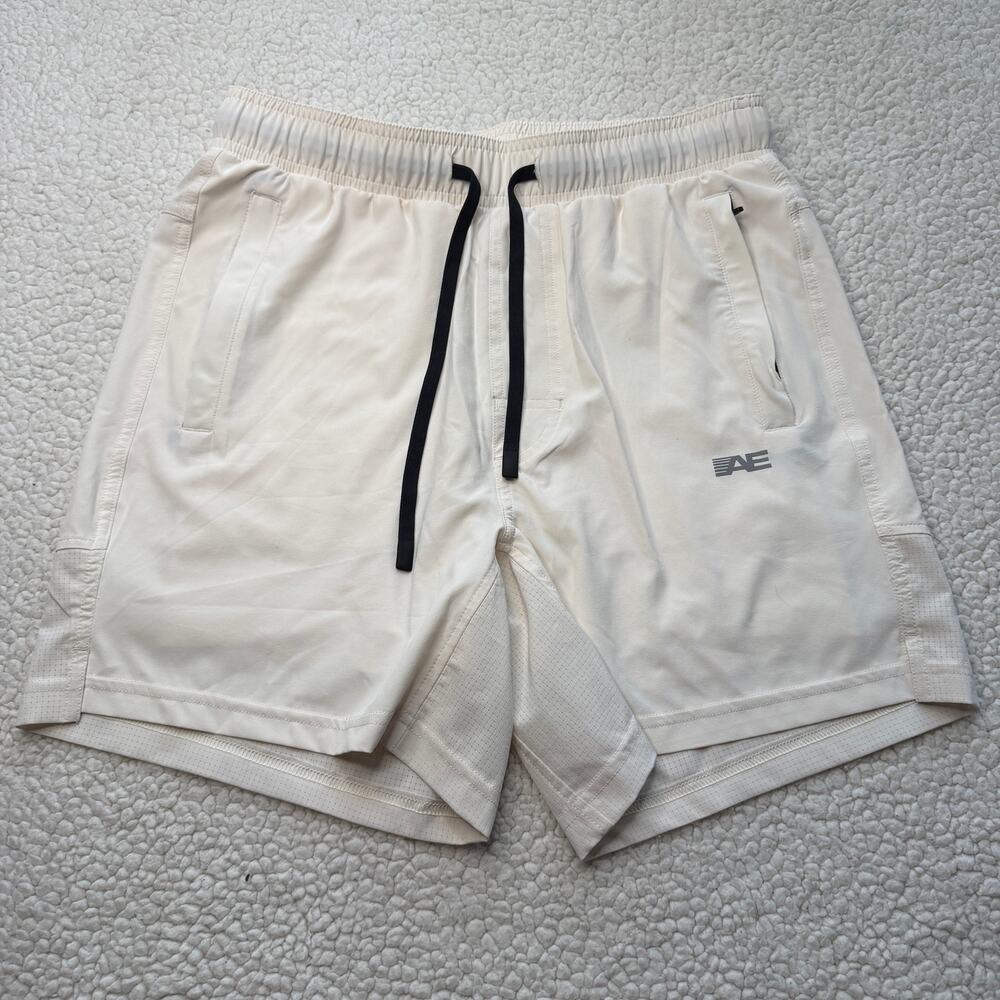 American Eagle White Elastic Waist Training Shorts Small